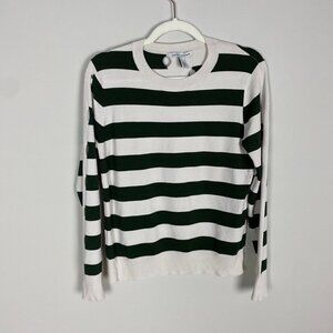 Autumn Cashmere Green Striped Long Sleeve Shirt Womens Medium M Cutouts